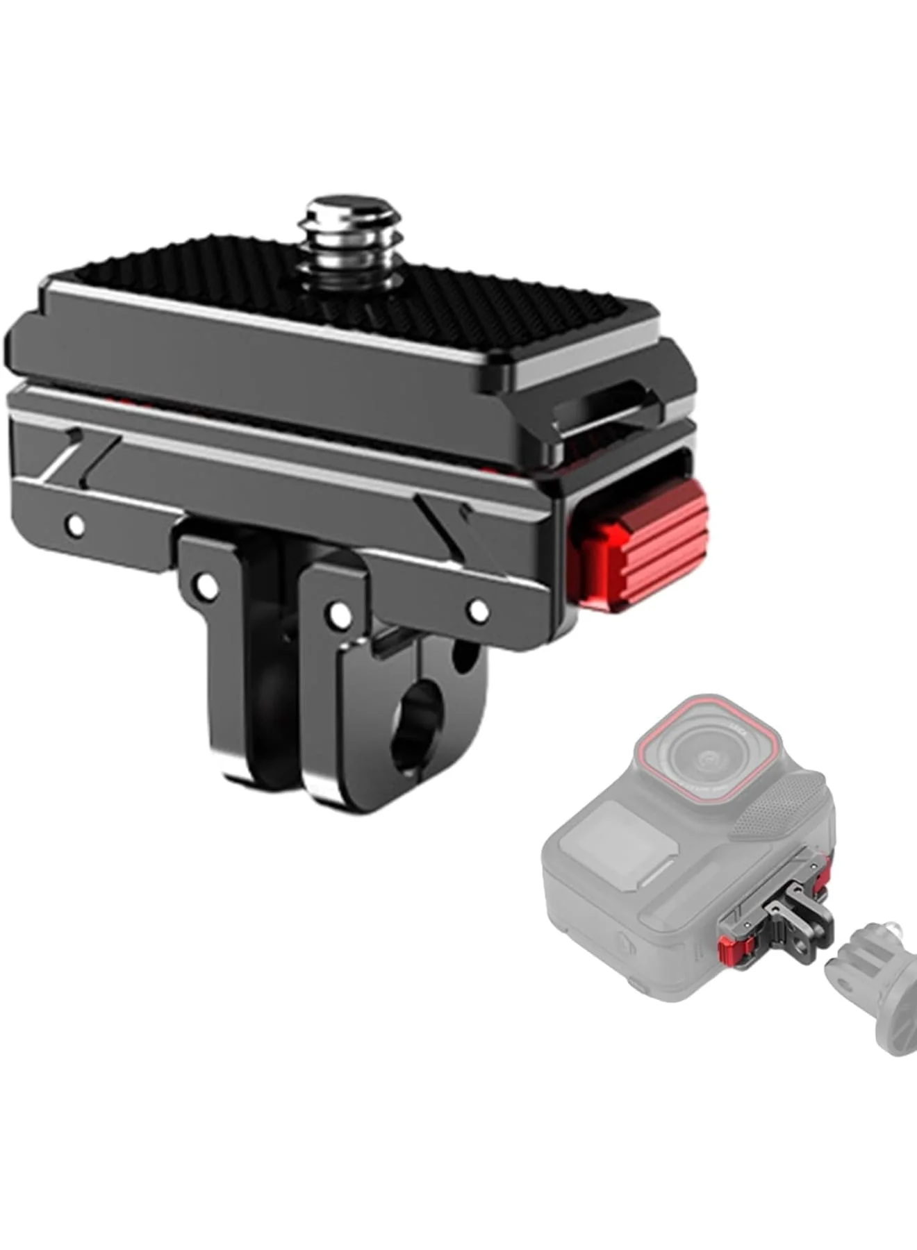 SYOSI Quick Release Magnetic Mount Base for Action Cameras with 1/4 Inch Screw and 2-Prong Adapter (Black, 1 Piece) g3dbu