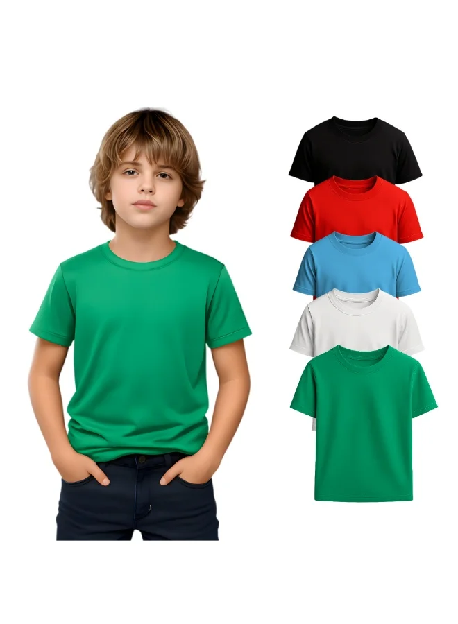 PRINTSHOP4ME Boys Round Neck T-Shirts Soft Cotton Short Sleeve Tees (Pack of 5, Multi-Color) x4ri7