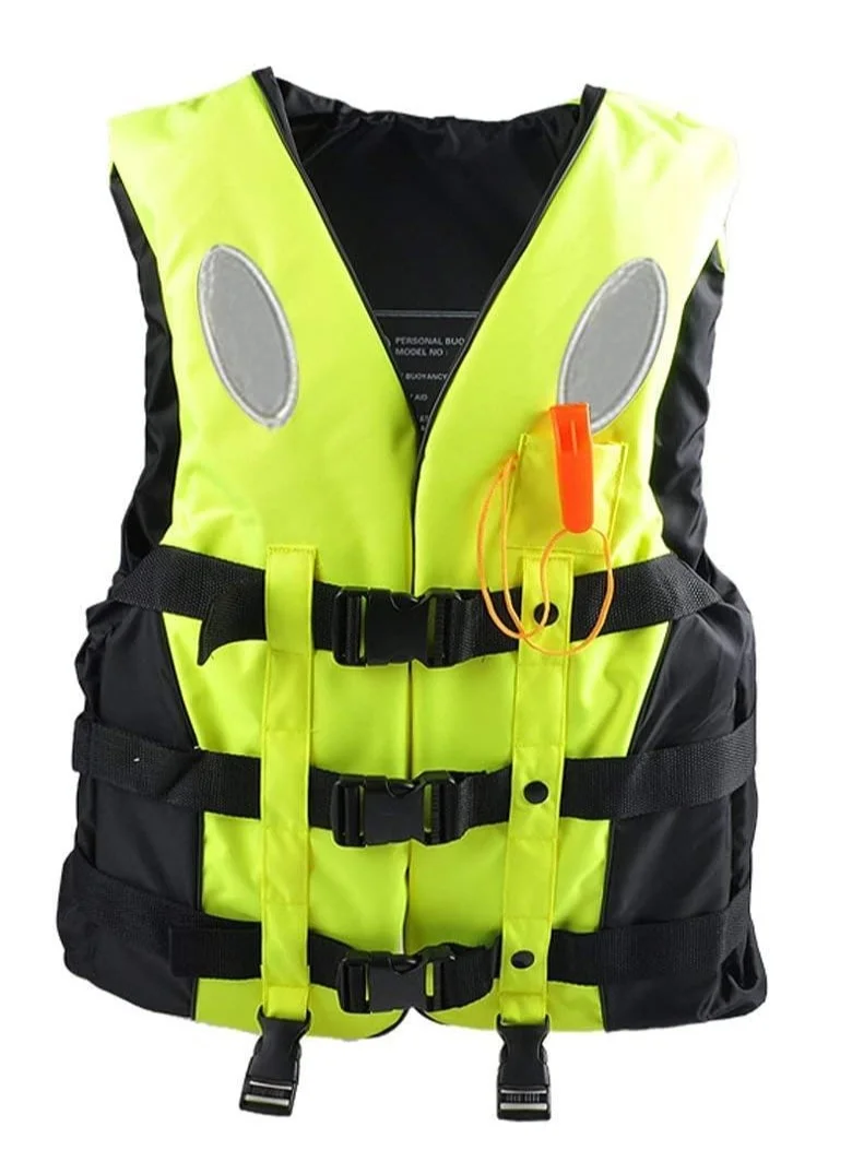 REBENUO Professional Life Jacket Safety Vest for Kayaking Boating Swimming and Surfing (High-Visibility Phosphorus, XL, 75-100 kg) 33w1s