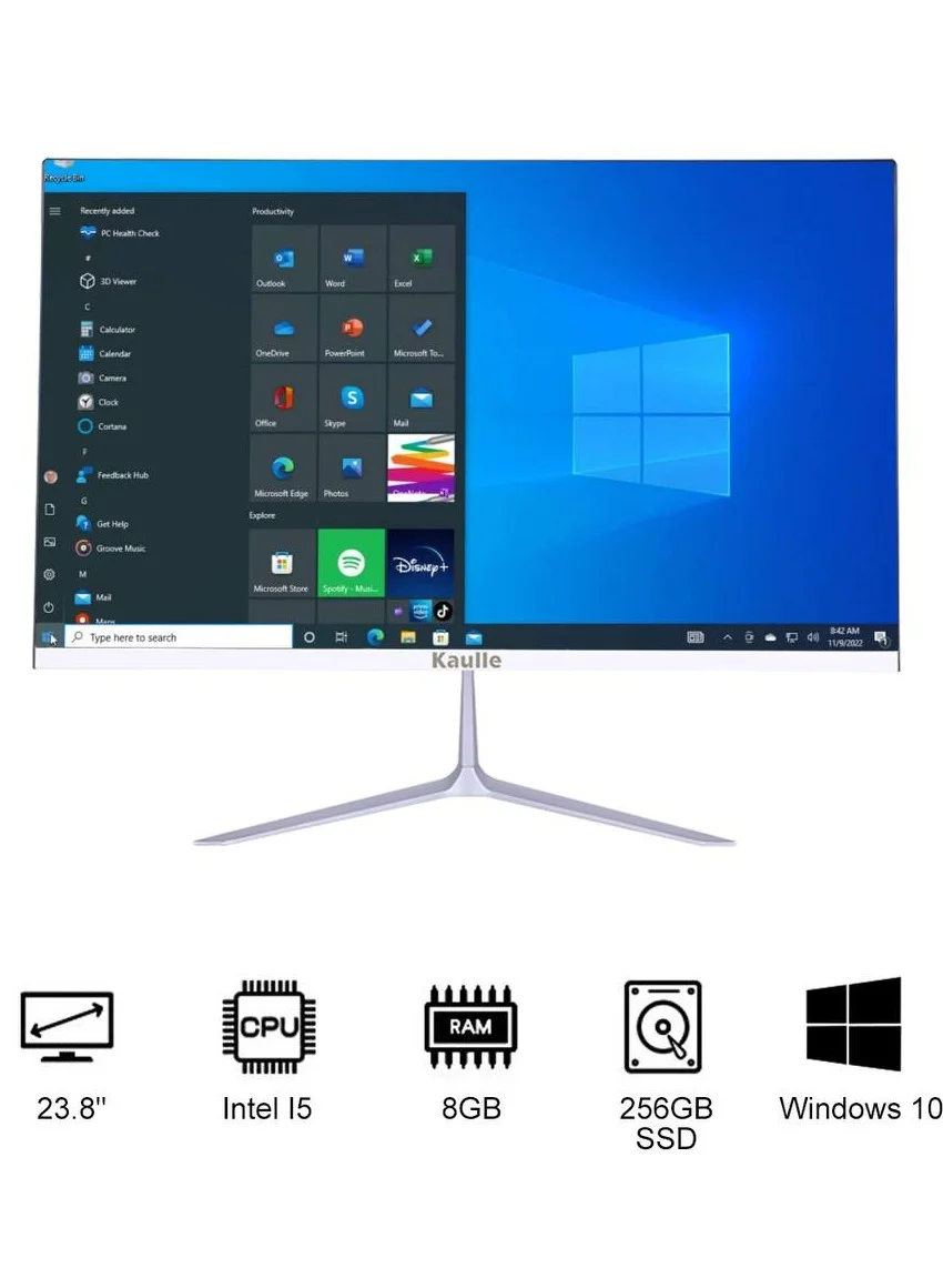 Kaulle All-in-One Desktop Computer 24 Inch Display Intel Core i5 8GB RAM 256GB SSD Windows 10 Pro (White, 24 Inch) 0e2c5