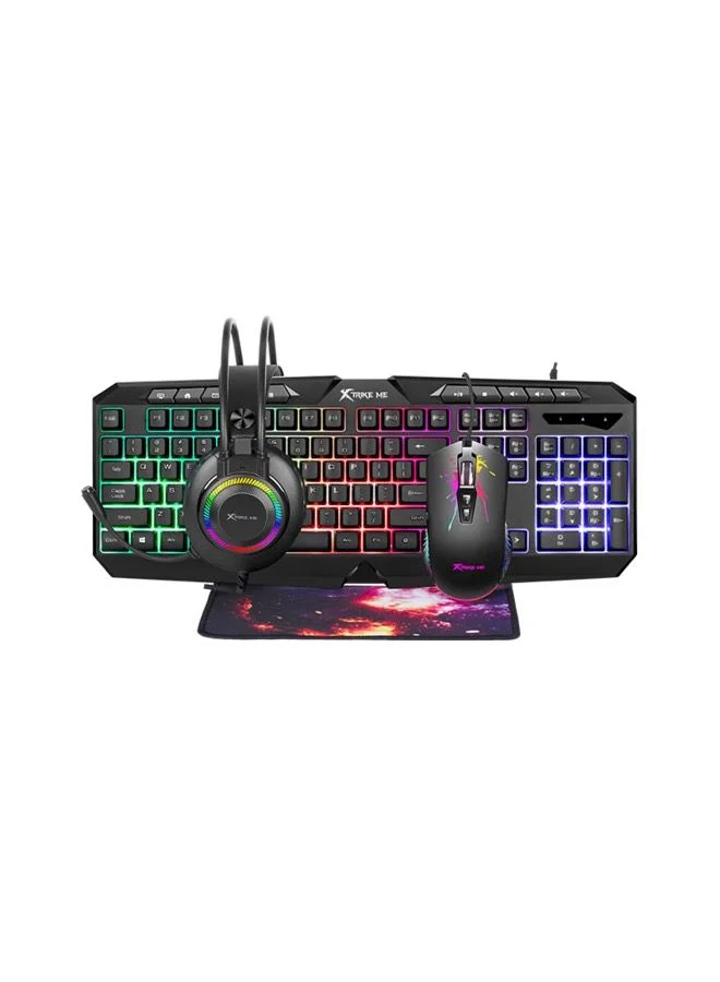 XTRIKE ME 4-in-1 Gaming Bundle RGB Wired Keyboard Mouse Headset and Mousepad Set for PC Gaming qngju