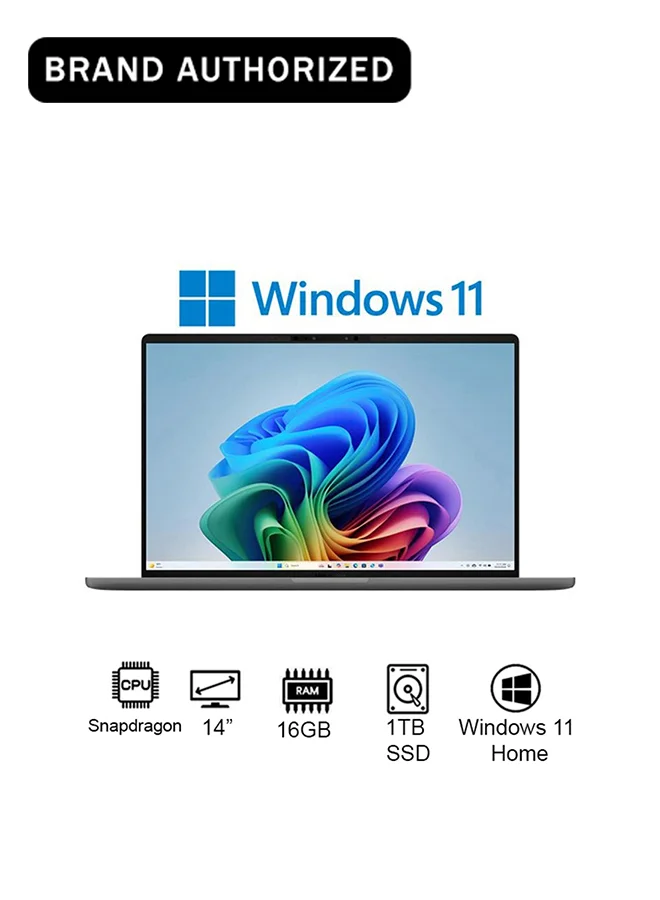 Premium 14-Inch OLED Laptop, Snapdragon X Elite Processor, 16GB RAM, 1TB SSD, Windows 11 Home, Arabic Keyboard (Beige, 14-Inch) 3gzdo
