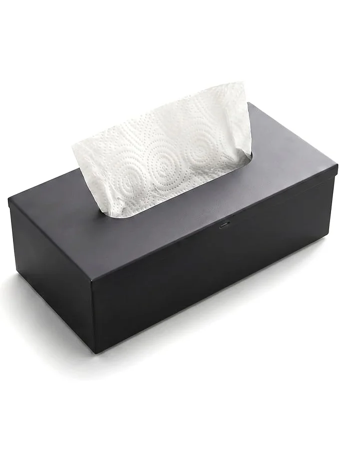 Lynacz Stainless Steel Tissue Box Holder Waterproof Tissue Cover Premium Modern Rectangular Dispenser for Home and Office (Black) 1hnrz