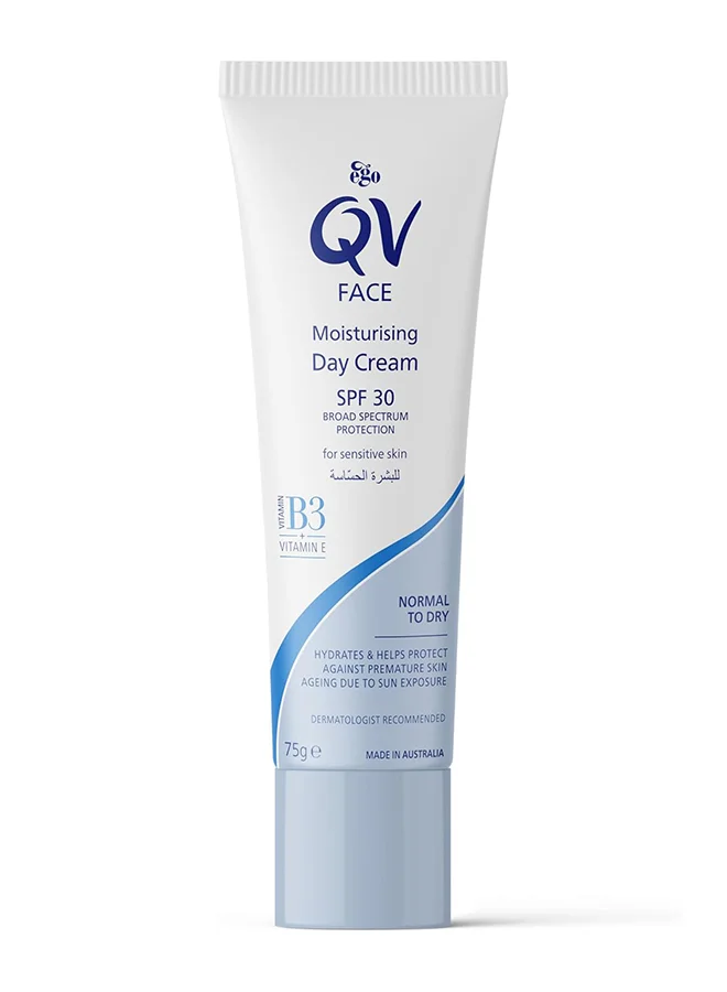 QV Face Day Cream for Dry and Sensitive Skin, Lightweight Hydrating Moisturizer with Antioxidants (75g) ehhr1