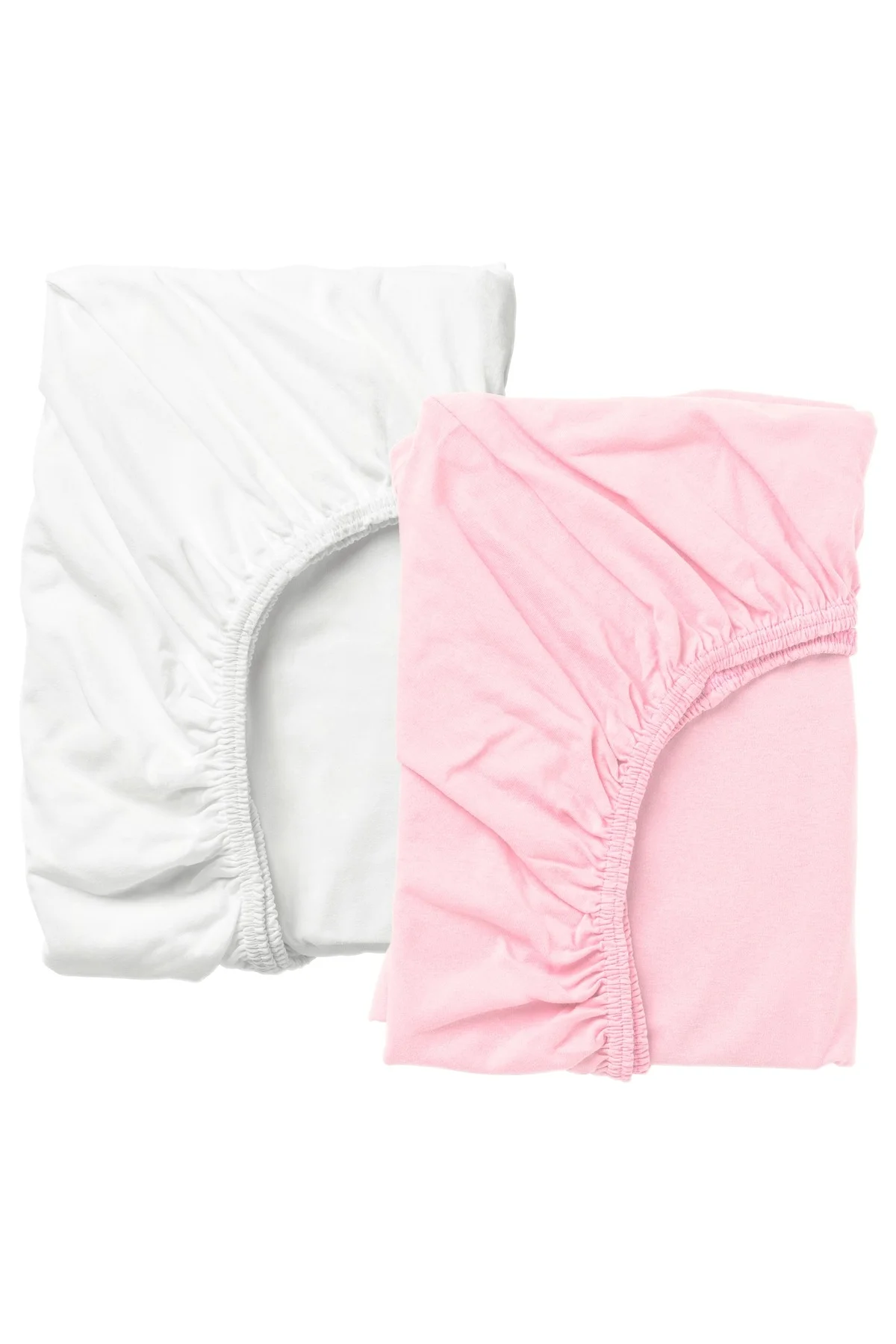 Premium Cotton Fitted Sheet for Cot Bed Breathable Soft Bedding (White/Pink, 60 x 120 cm) zx9t7