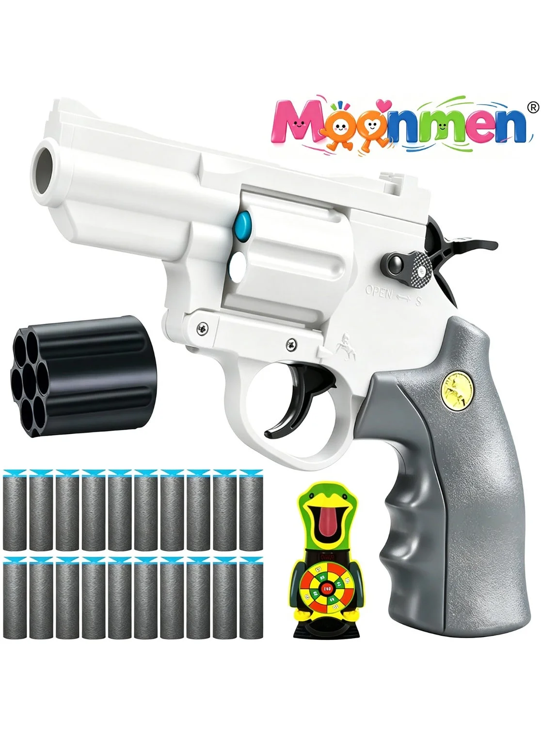 Moonmen Soft Bullet Toy Revolver Foam Dart Blaster Set (Premium Plastic, Kids Shooting Game) txiba