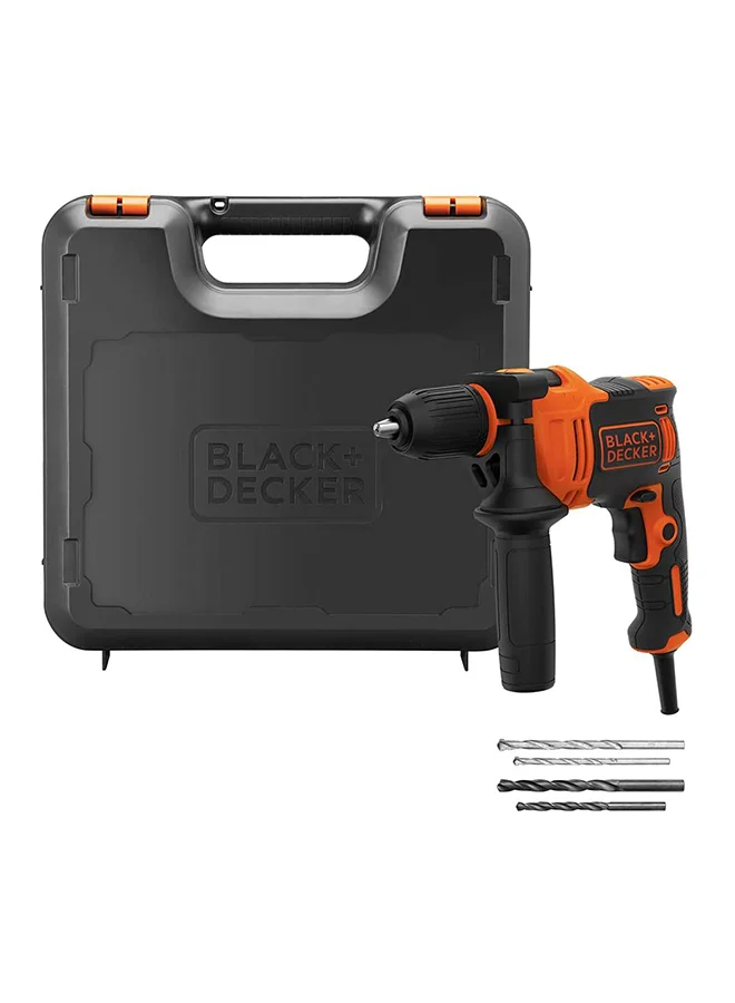 Hammer Drill 710W Power Tool with 4 Drill Bits for Metal and Masonry Drilling (Orange, 710W) zyta1