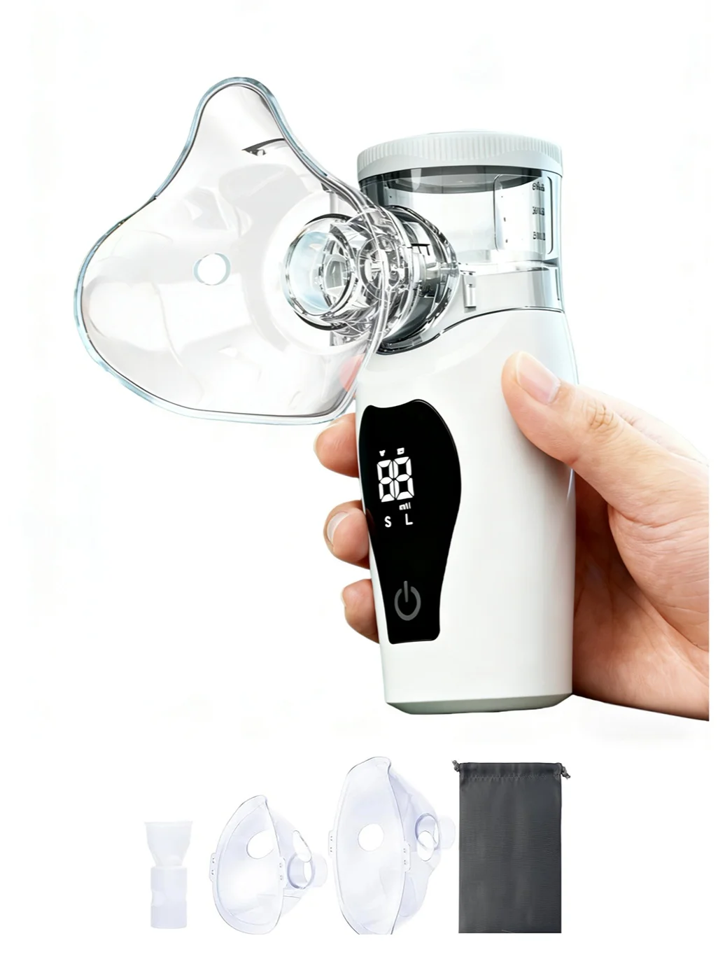 JoyousSto Portable Household Nebulizer with LED Digital Display Ultra-Quiet Compact Design for Adults and Kids (1 Unit) oe9tb