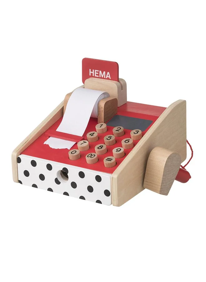 Premium Wooden Cash Register Toy Educational Pretend Play Set (16 x 13.5 cm) z80rd