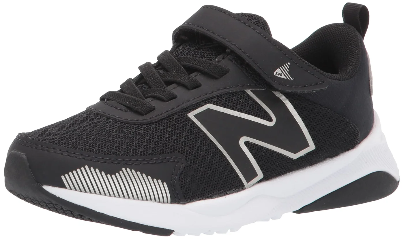 Premium Kids Athletic Running Shoes Lightweight Breathable Hook and Loop Sneakers (Black/Silver, Size 2 Infant) rfu5a