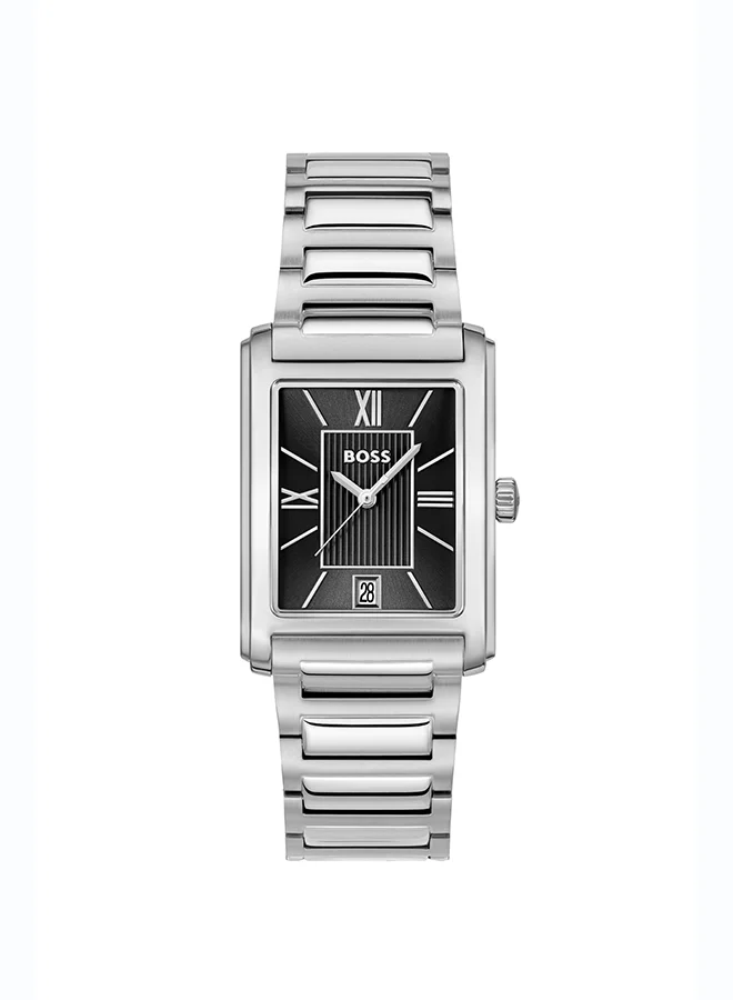 Premium Analog Quartz Dress Watch for Men with Black Dial and Stainless Steel Bracelet 1f6j6
