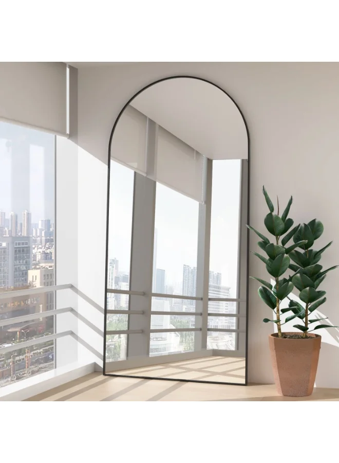 CASSILANDO Arched Floor Mirror Full Length Standing Mirror with Stand (Black, 193x86 cm) 2ij03