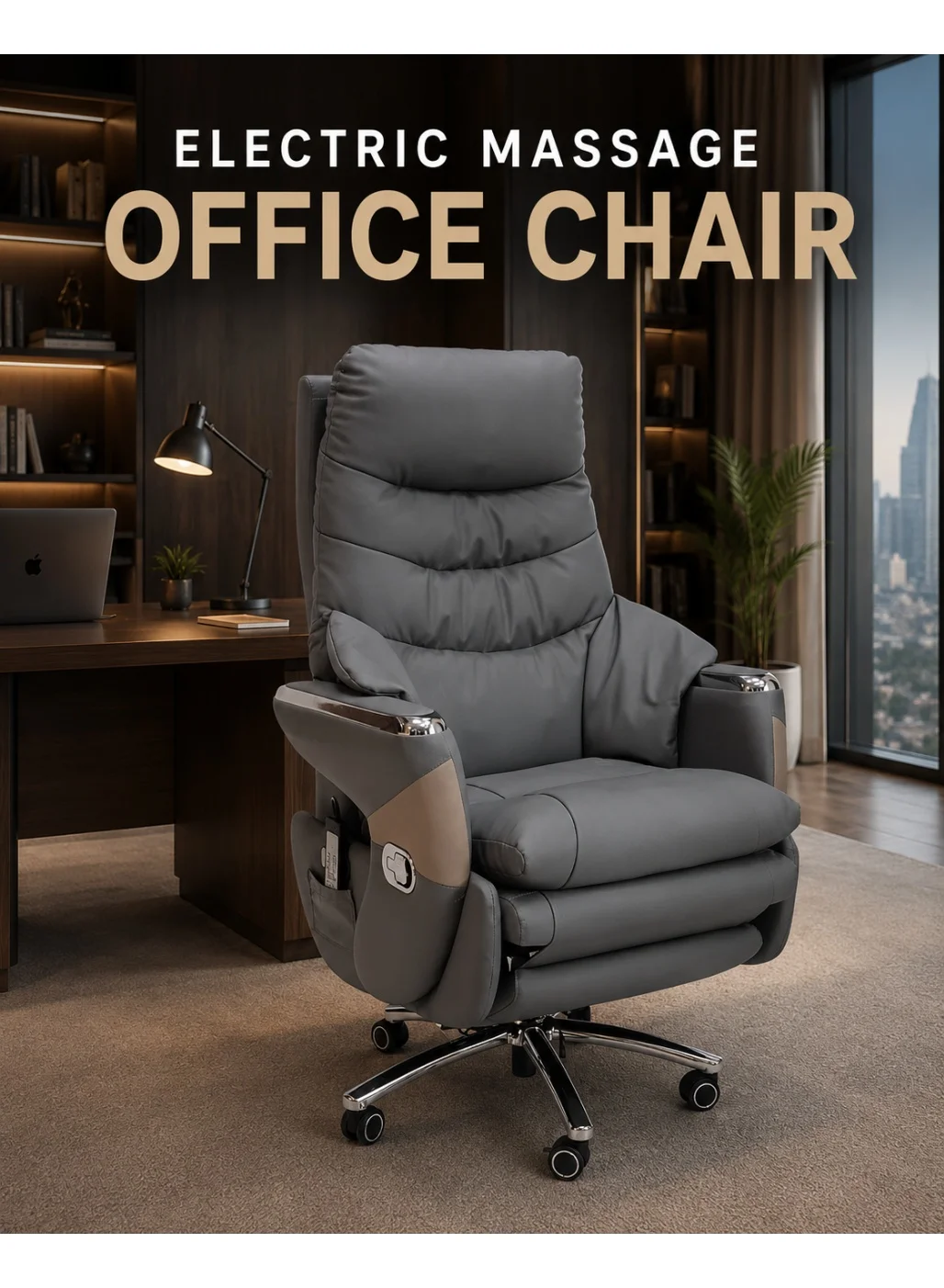 IQRA B Modern Executive Electric Massage Office Chair (Ergonomic Reclining, Premium PU Leather, Adjustable Height) 02usa