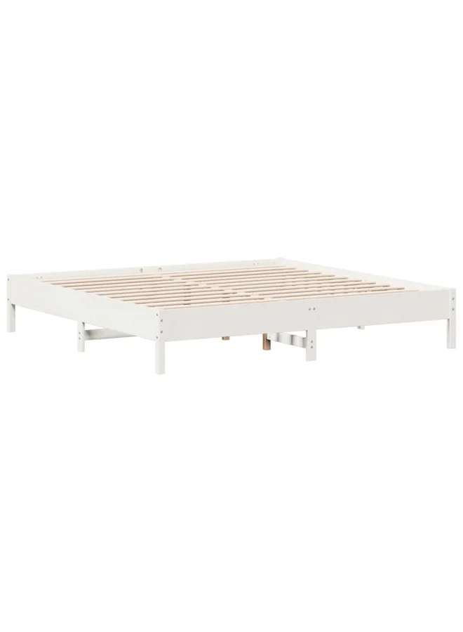 VidaXL Bed Frame Super King Size Solid Pine Wood Minimalist Platform Bed (White, 180x200 cm) ma85i