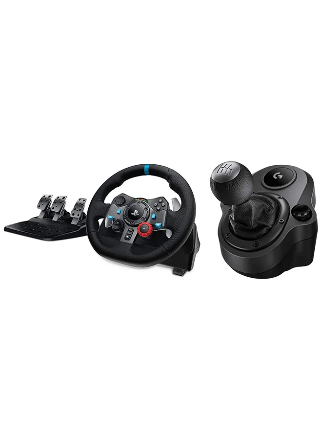 Premium Racing Steering Wheel and Gear Shifter Set for PC and Console Gaming (Black, 1 Set) njucv