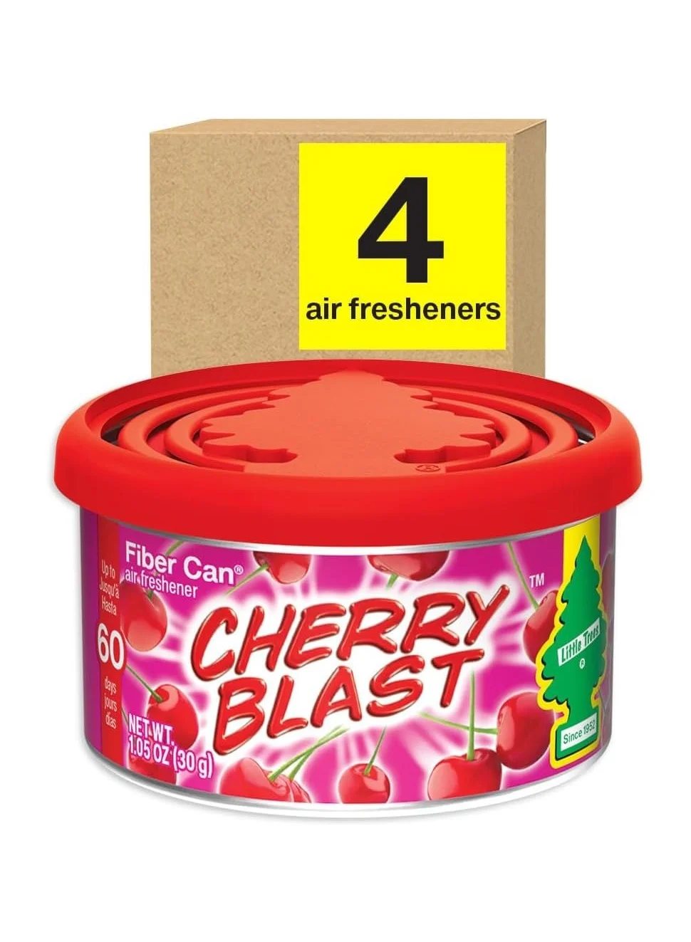 Premium Car Air Freshener Fiber Scented Pot Cherry Blast Long-Lasting Fragrance for Auto and Home (4 Pack) zwfqf