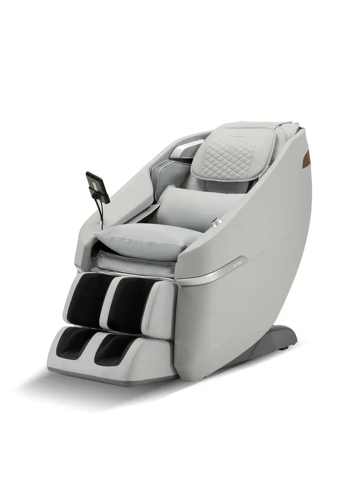 ROTAI Premium Zero-Gravity Massage Chair with Heated Full-Body Airbags and Bluetooth Speakers (Grey) bo8io