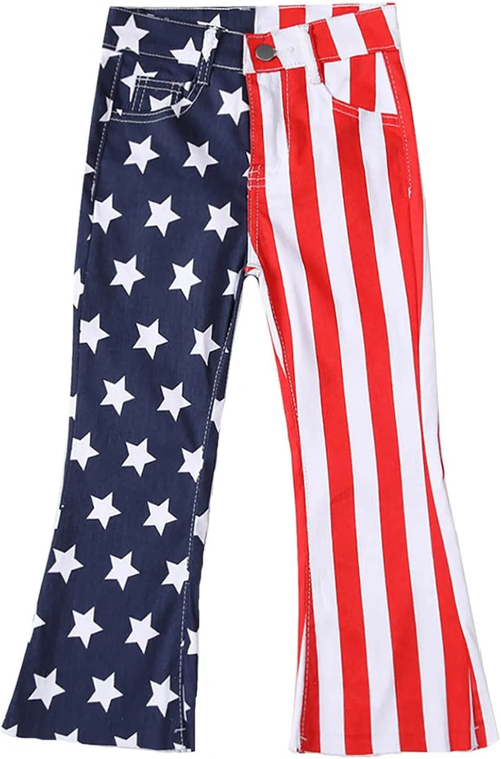 Cheekyglo American Flag Print Denim Jeans Matching Mother and Daughter Set (Blue, Kids 120cm) 180s2