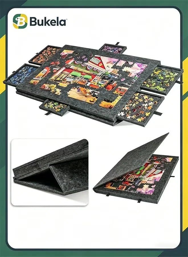 Bukela Tilting Puzzle Board with 6 Drawers and Cover, Portable Jigsaw Plateau for Up to 1000 Pieces (For Adults and Kids) 2ydl5