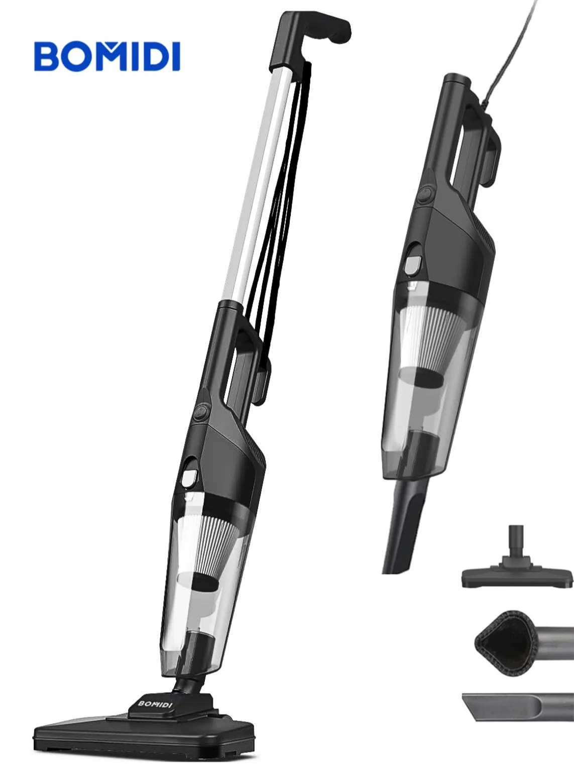 BOMIDI S9 Handheld Vacuum Cleaner 17000Pa Powerful Suction 500W Motor 5-in-1 Multi-Surface Cleaning (Black, 900mL) xs2f2