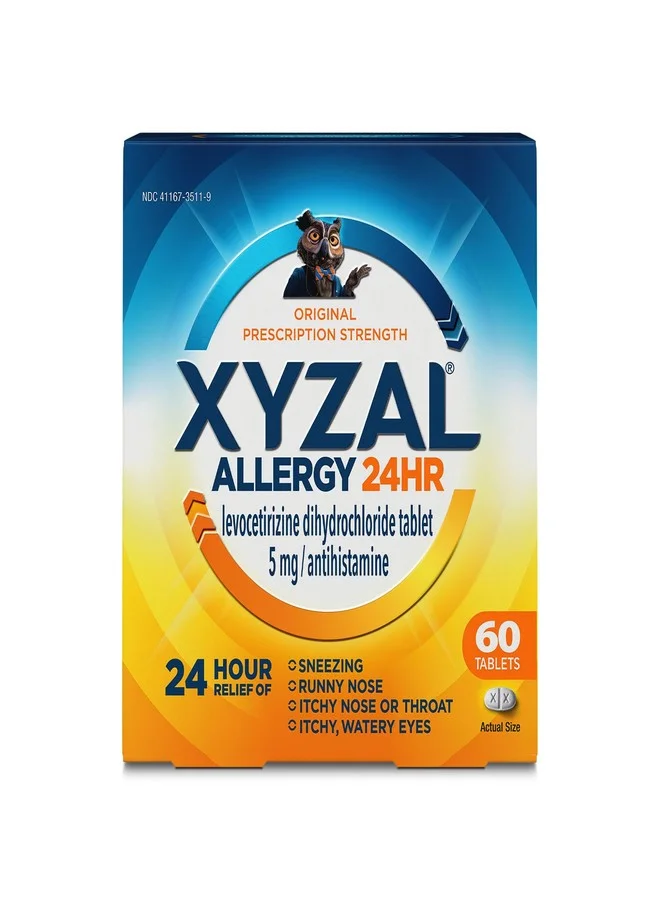 Allergy Relief Tablets Levocetirizine Dihydrochloride 5 mg (60 Count) og3pq