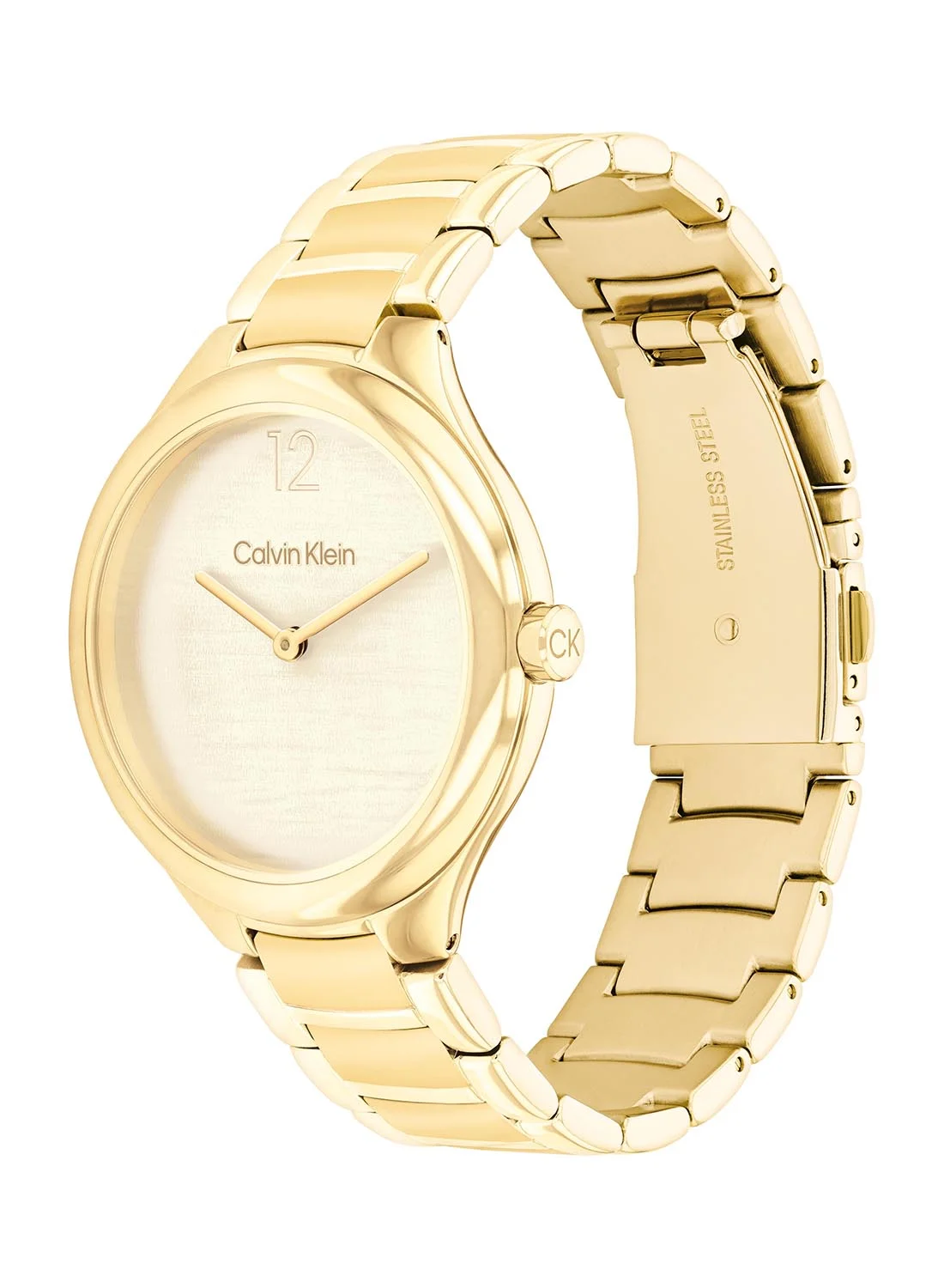 Premium Round Analog Women's Watch Light Gold Stainless Steel Case (Gold, 36mm) 5121d