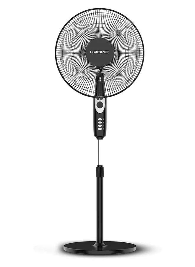 Krome 16-Inch Pedestal Fan with High-Speed Copper Motor and 5-Blade Design (Black, 40 cm) fy3vk