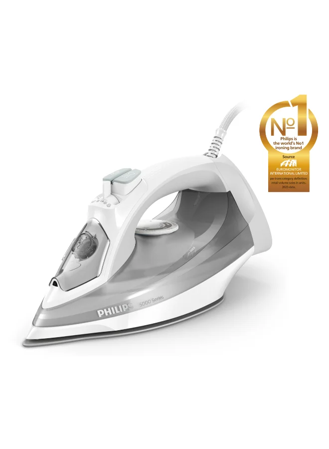 Professional 5000 Series Steam Iron 2400W High-Performance Garment Steamer with 320 mL Water Tank (Grey) fszlq