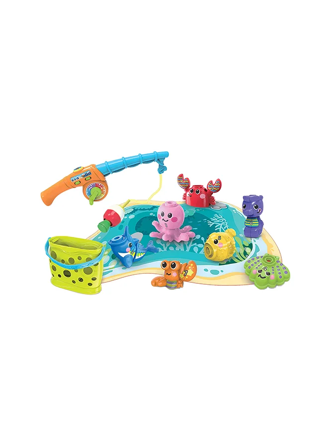 Interactive Fishing Activity Set with 7 Sea Creatures and Light-Up Bobber (Multicolor, 1 Set) x68ai