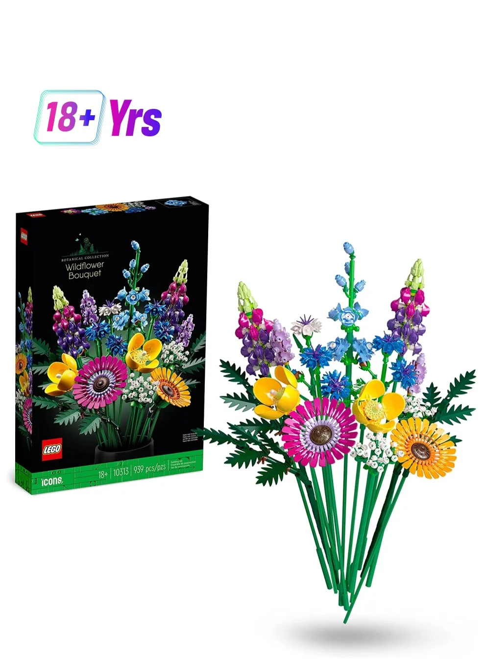 Building Blocks Wildflower Bouquet Decorative Floral Set (Premium Plastic, Adult Hobby Construction Kit) i658u