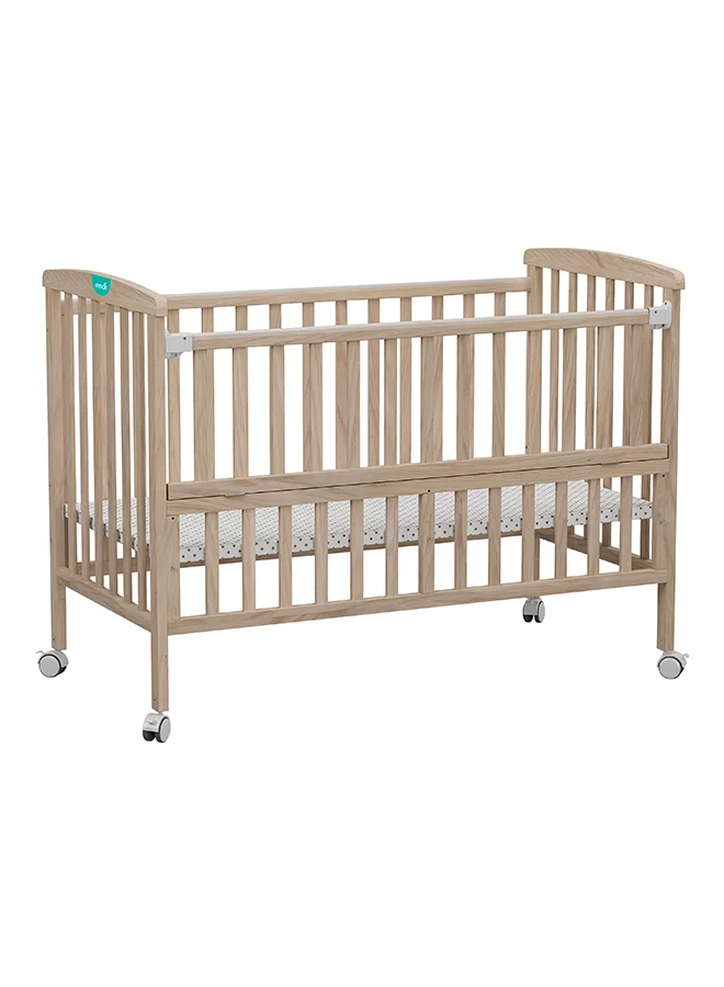 Moon Portable Foldable Baby Wooden Crib with 3 Adjustable Heights (129 x 69 x 96 cm) uorpp