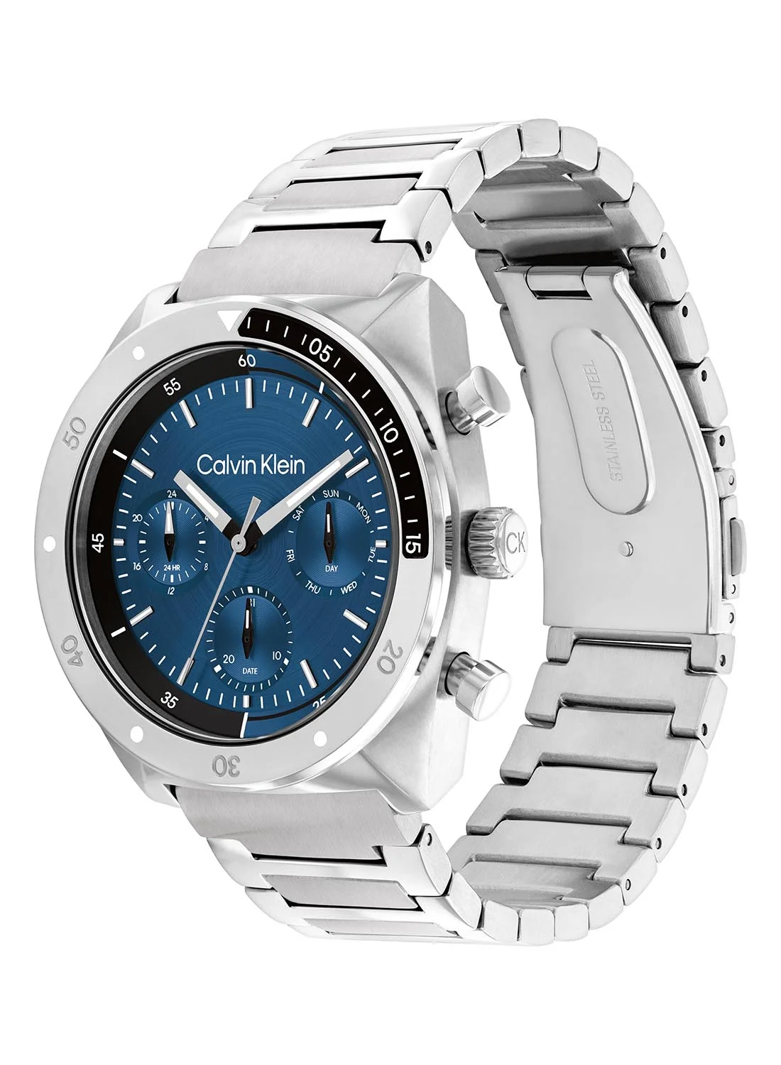Premium Tonneau Analog Men's Watch with Blue Case and Stainless Steel Band (One Size) y43o6