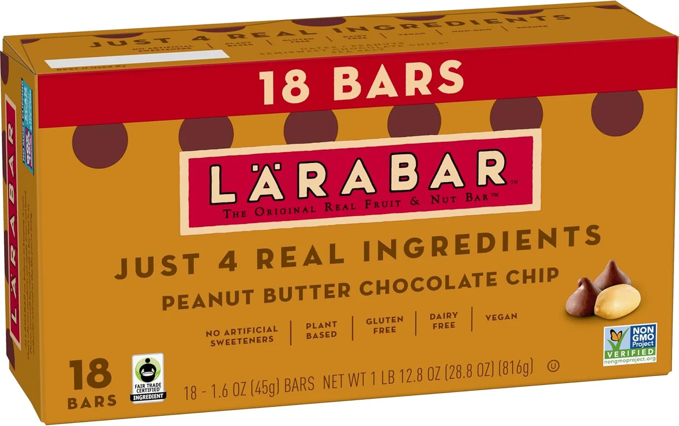 Larabar Peanut Butter Chocolate Chip Fruit and Nut Bars (Gluten Free, Vegan, 18 Count, 816 g) fa6nl