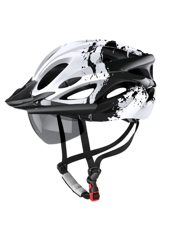 Arabest Premium Cycling Helmet with USB Rechargeable LED Light Detachable Goggles and Sun Visor (Unisex, Adjustable Size) 7suug