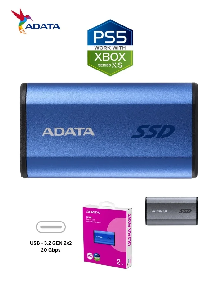 ADATA SE880 External SSD Portable Solid State Drive (Blue, 2TB) wlul2