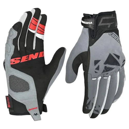 ViaTerra Roost Offroad Motorcycle Trail Riding Gloves with SasTec CE Level 2 Knuckle Protection (Gray, XL) 2r1e2