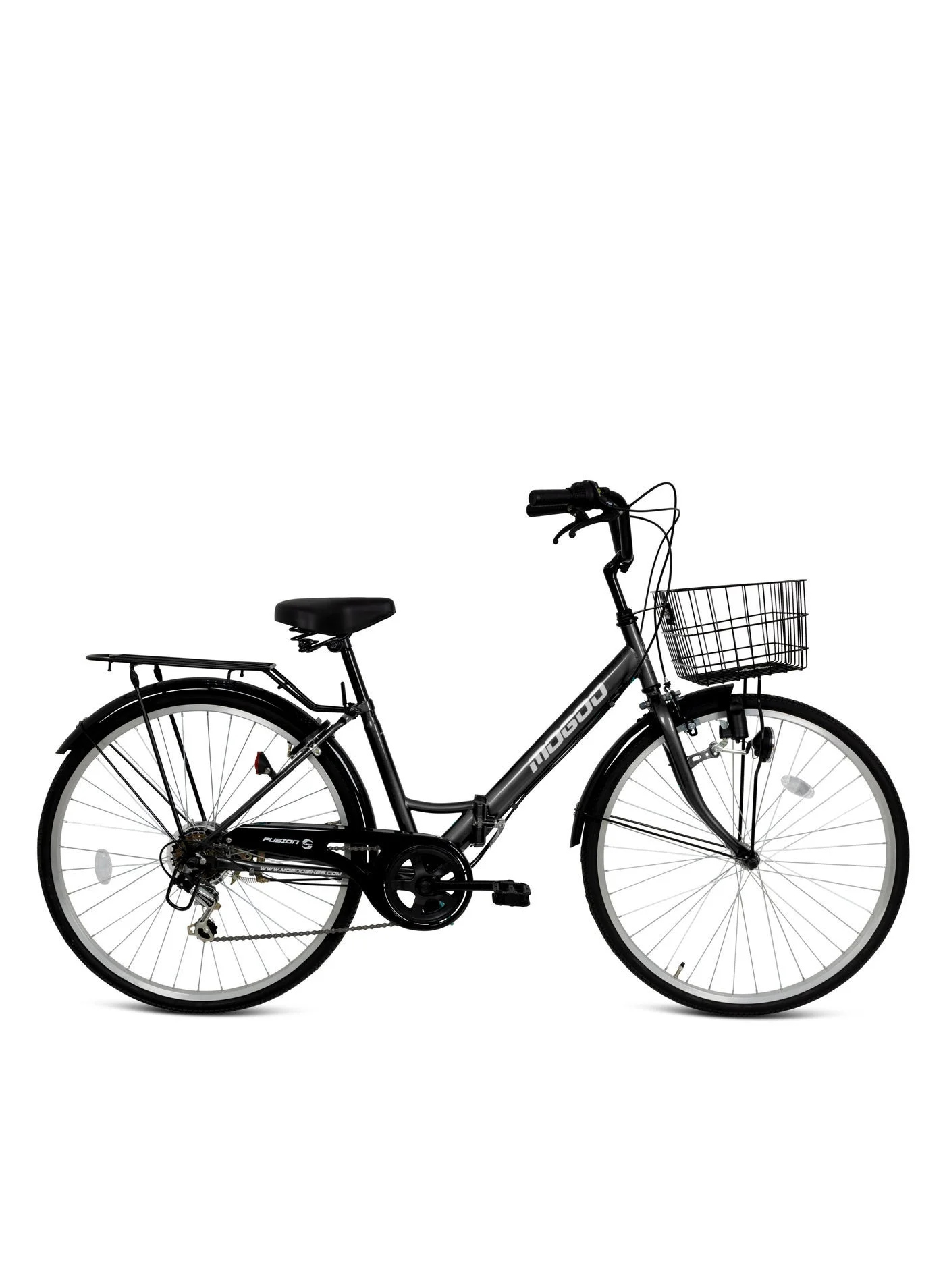 MOGOO Fusion Road Bike with Basket and Carrier (Grey, 24-Inch Wheel) apfnv