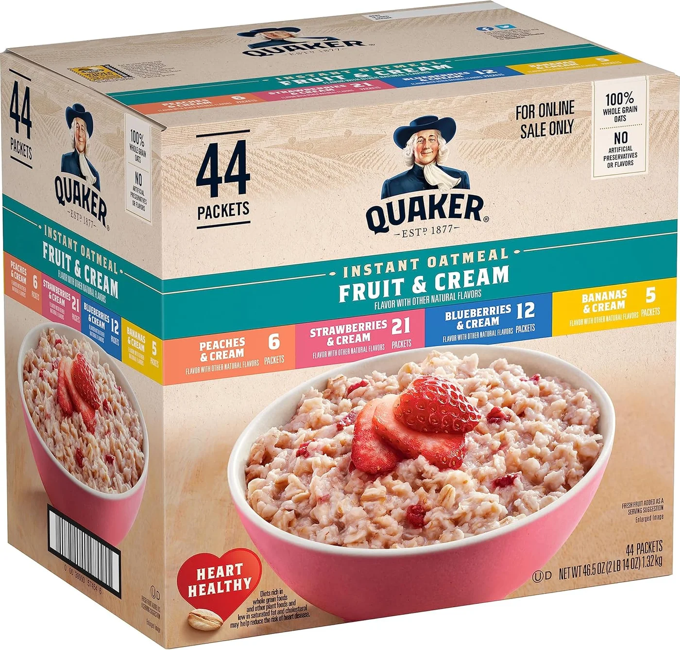 Instant Oatmeal Fruit & Cream Variety Pack Premium Breakfast Cereal (10 Pack) hkhqw
