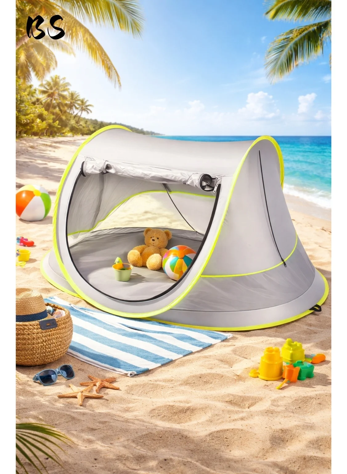 BS Portable Baby Beach Tent with UPF 50+ Sun Shelter and Mosquito Net (105cm x 65cm x 50cm) 9qjwr