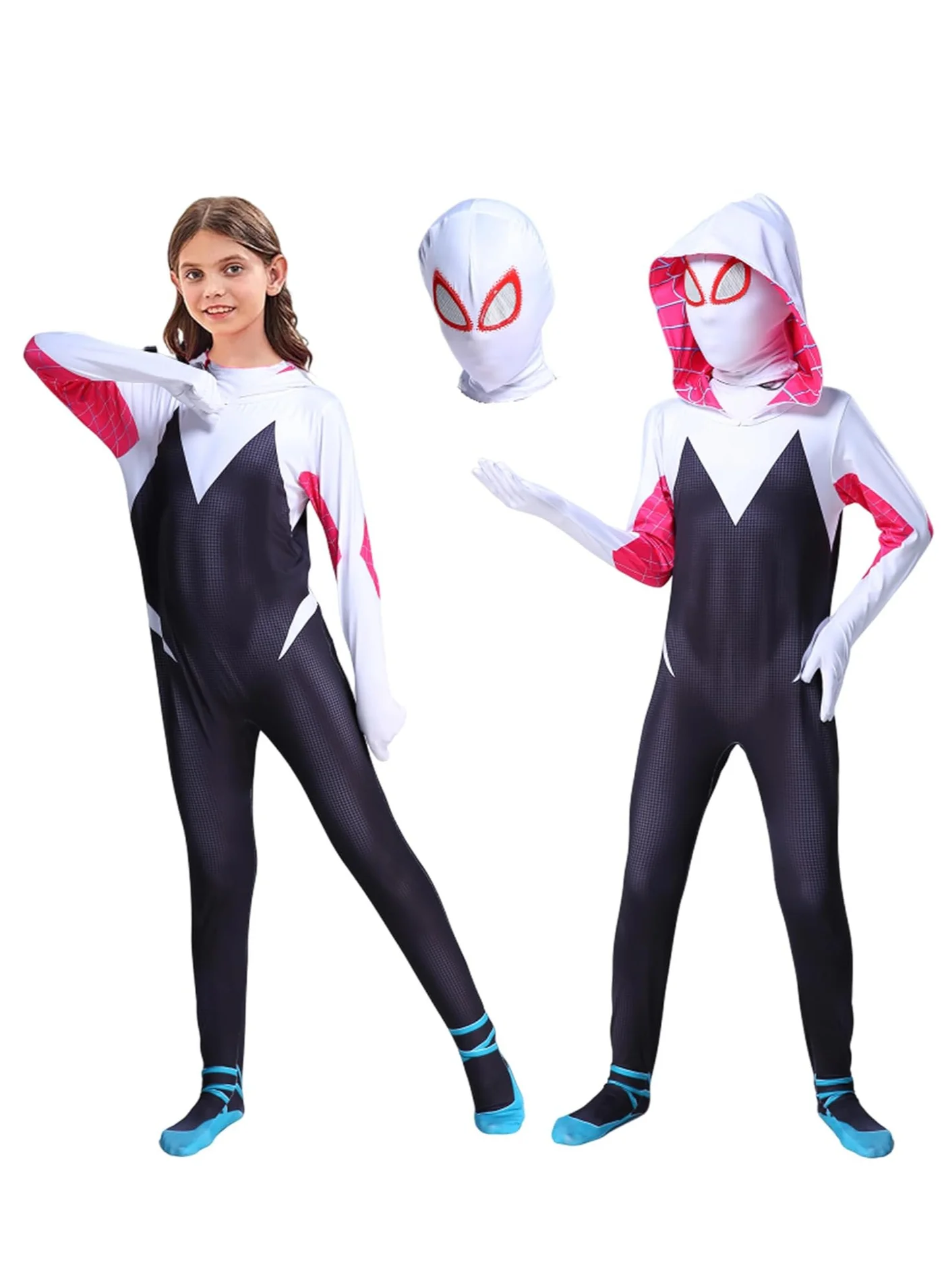 RATSAW Spider Costume for Girls 3D Printed Lycra Jumpsuit with Separated Mask Party Outfit (Small) o1a3g