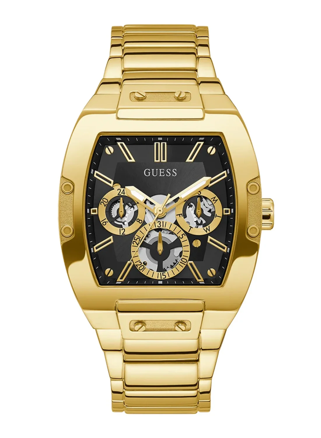 Premium Men's Gold Chronograph Analog Watch with Stainless Steel Strap (43mm) bcu9h