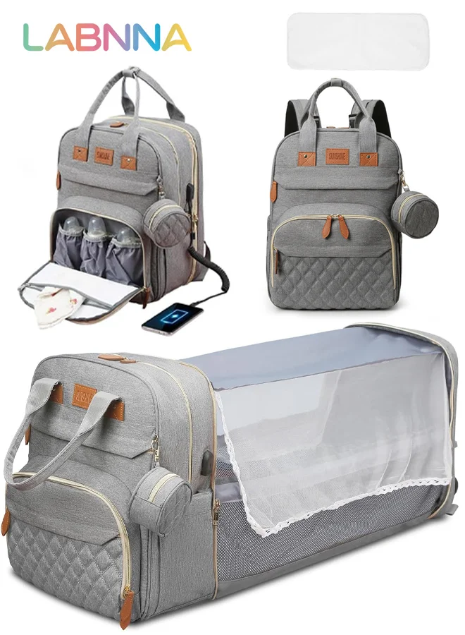 LABNNA Baby Diaper Bag Backpack with Changing Station (Large Capacity, 900D Oxford, USB Port, Unisex) 2f25w