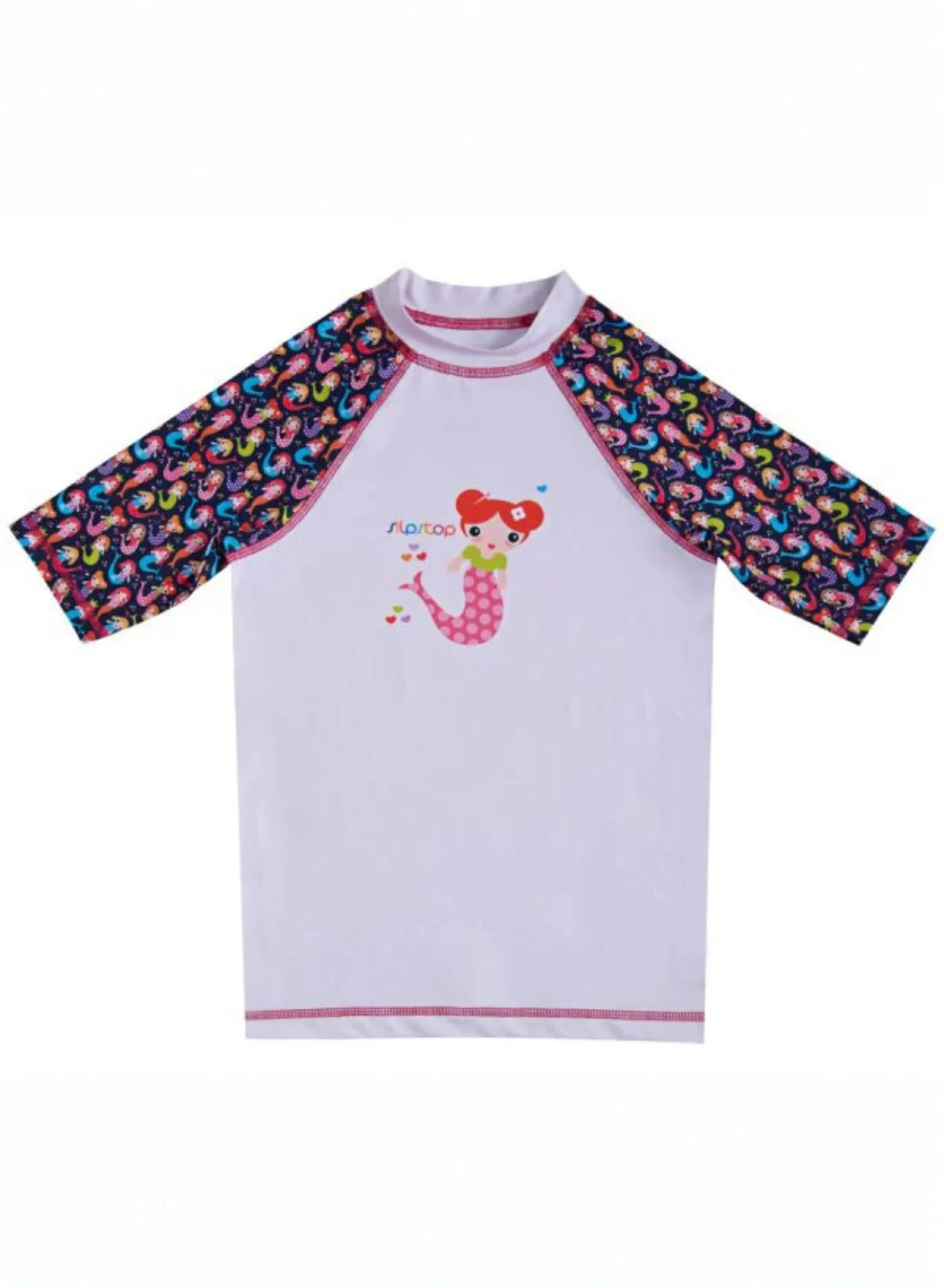 Slipstop Mermaid Junior Rashguard Long Sleeve Swim Shirt (Kids, Pink, 6-7 Years) igil8