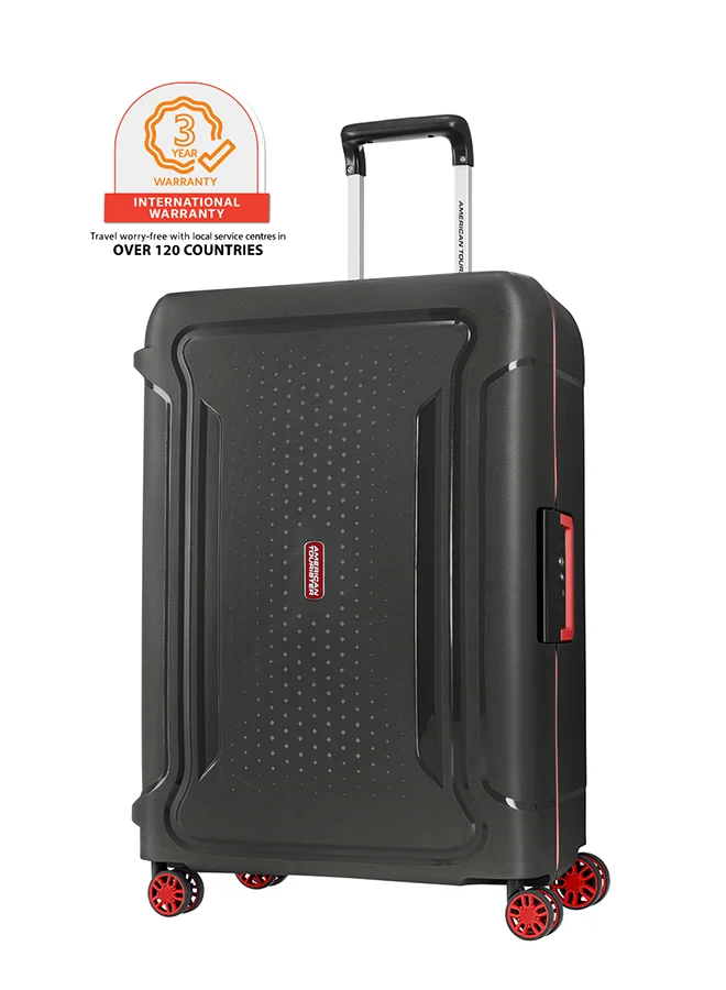 Premium Hard Shell Spinner Suitcase, Scratch-Resistant Polypropylene Travel Luggage with 3-Point Locking System (Dark Grey, 69 cm) ij7zh