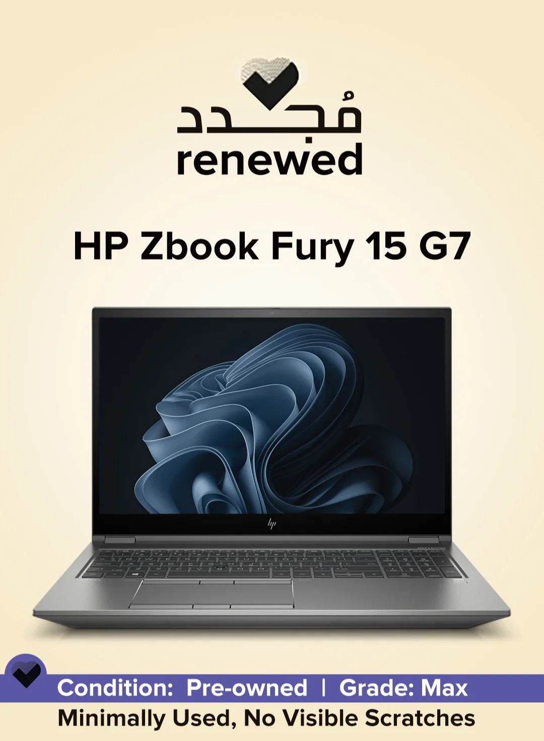 Premium Refurbished Workstation Laptop (Intel Core i7, 32GB RAM, 512GB SSD, 15.6-inch Full HD IPS Display, English/Arabic Keyboard) Grey gmnf6