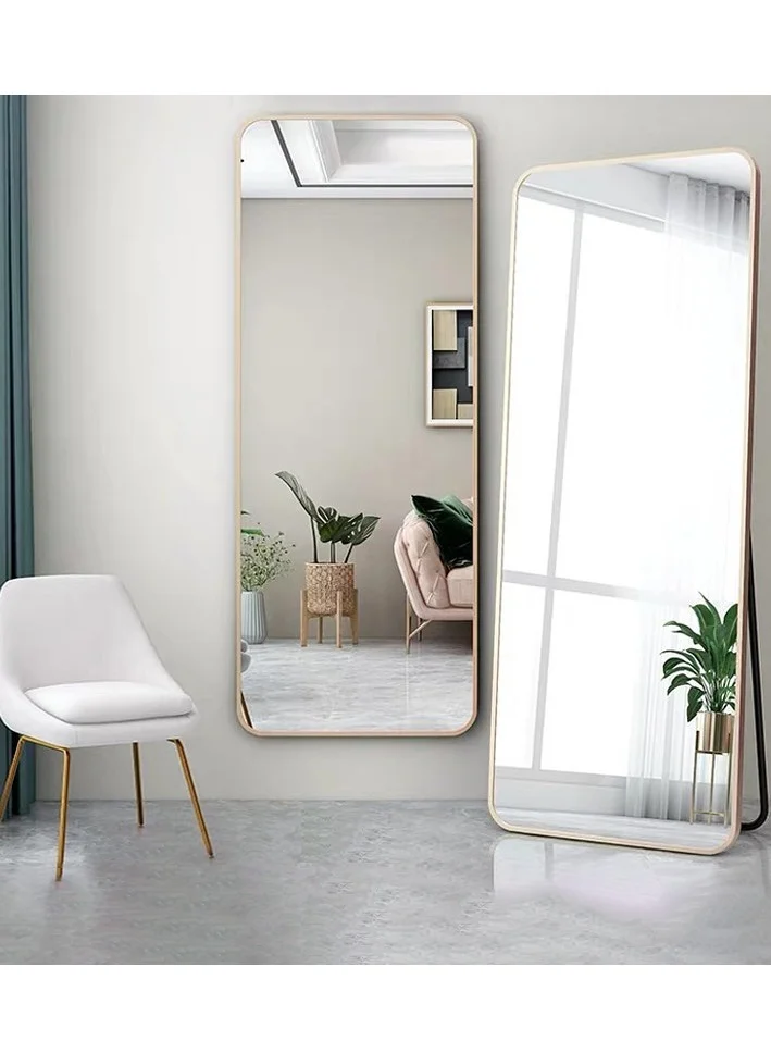 Bluejw Full Length Mirror with Aluminum Alloy Frame Premium Floor Standing Leaning Dressing Mirror for Bedroom and Living Room (Gold, 160 x 50 cm) ljdjf