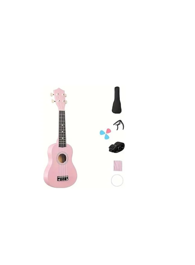Megarya 4-String Soprano Ukulele Starter Kit with Gig Bag, Capo, Strap and Accessories (Pink, 53 cm) r9dws