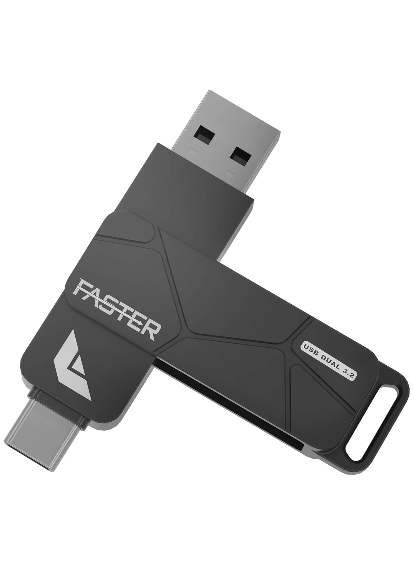Faster Dual USB-C Flash Drive 128GB USB 3.2 OTG Memory Stick (Metal, Silver, 128GB) j8iwi