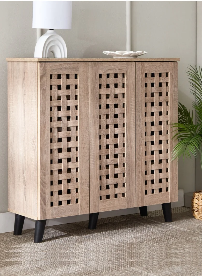 Home Box Belford Shoe Cabinet with 3 Doors and 6 Shelves (Brown, 90 x 91 x 32 cm) vwqrd