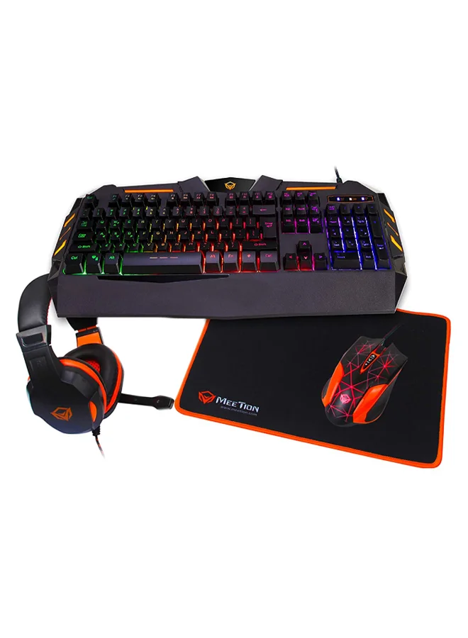 Meetion 4-Piece Gaming Keyboard Set Wired Mechanical Feel Backlit Peripheral Kit (Full Size) 8pdhl